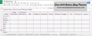 Subscriber and Social Media Stat Tracker in our Free 2015 online blog planner can be used in Google Drive, Excel or printed