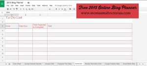 To do List in our Free 2015 online blog planner can be used in Google Drive, Excel or printed