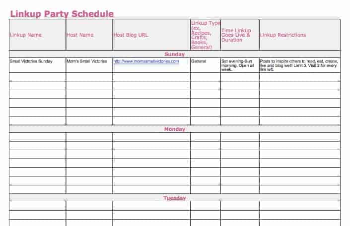Linkup party schedule in my 2016 free blog planner. Track when your favorite linky parties go live and the requirements for participation with this handy linky party schedule. Available for download in Google Drive, Excel or PDF.
