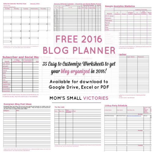 Free 2016 Blog Planner