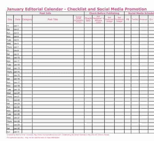12 Monthly Editorial Calendars with Check Before You post and Social Media Checklists in my free 2016 blog planner. Don't forget these important steps before you publish a post and cross-posting and indexing book reviews and recipes. Available for download to Google Drive, Excel or PDF.