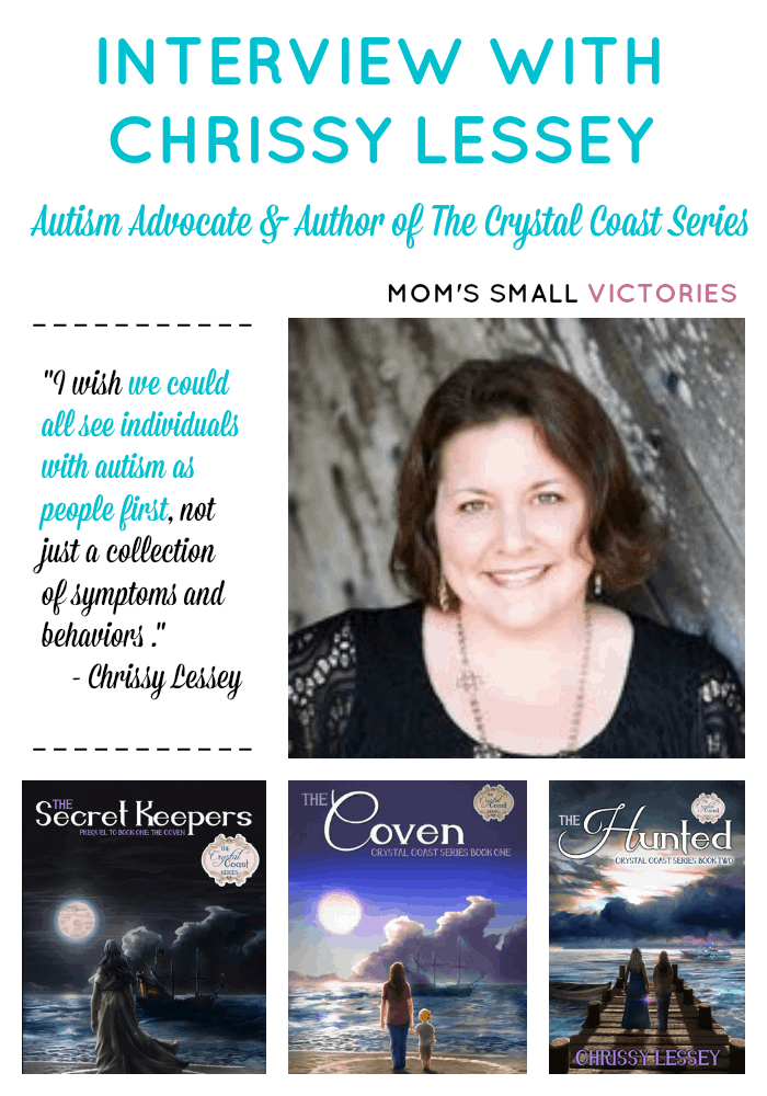 Interview with Chrissy Lessey, Autism Advocate and Author of the Magical Fantasy The Crystal Coast series. The series tells the story of single mom Stevie raising her autistic son in Beaufort, NC and learns her mother is really the queen of a coven of witches. Stevie's own supernatural powers are activated when her son's life is threatened. 
