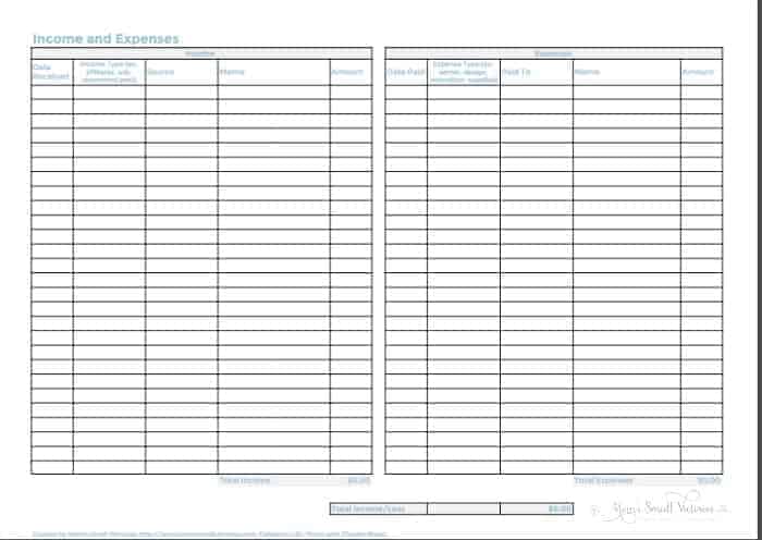 Income & Expense Tracker from the FREE 2017 Blog Planner that includes 36 customizable worksheets to keep track of your editorial calendar, to do's, social media promotion, checklists, passwords, income/expense tracker and more!