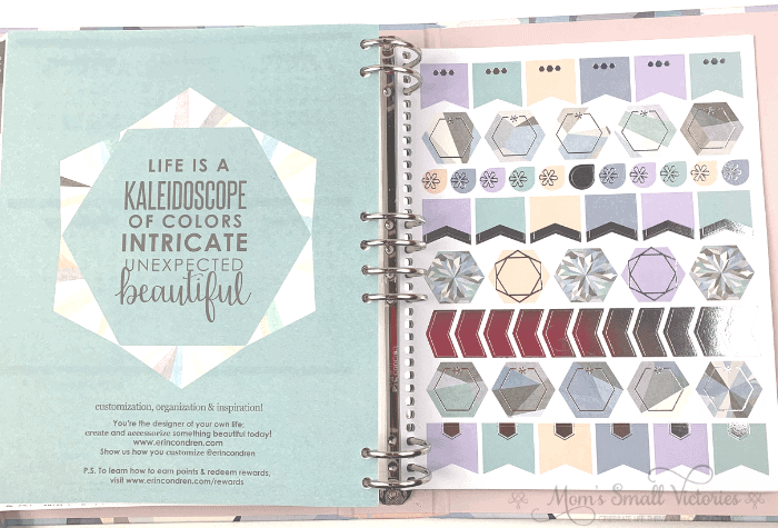 The hexagon sticker page is gorgeous in the Erin Condren Life Planner Binder in the neutral color scheme. 