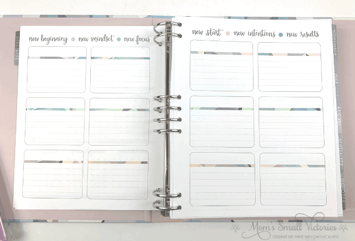 You can use the New Beginning, New Mindset, New Focus pages in the Erin Condren Life Planner Binder can be used for goalsetting, holidays, accomplishments, the best of the year and whatever you want. 