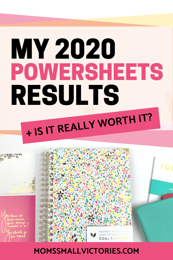 My honest Powersheets 2020 review and real monthly Powersheets 2020 results so you can see if Powersheets is really worth it for you to achieve your goals. #powersheets #goalplanner #powersheets2020 #momssmallvictories
